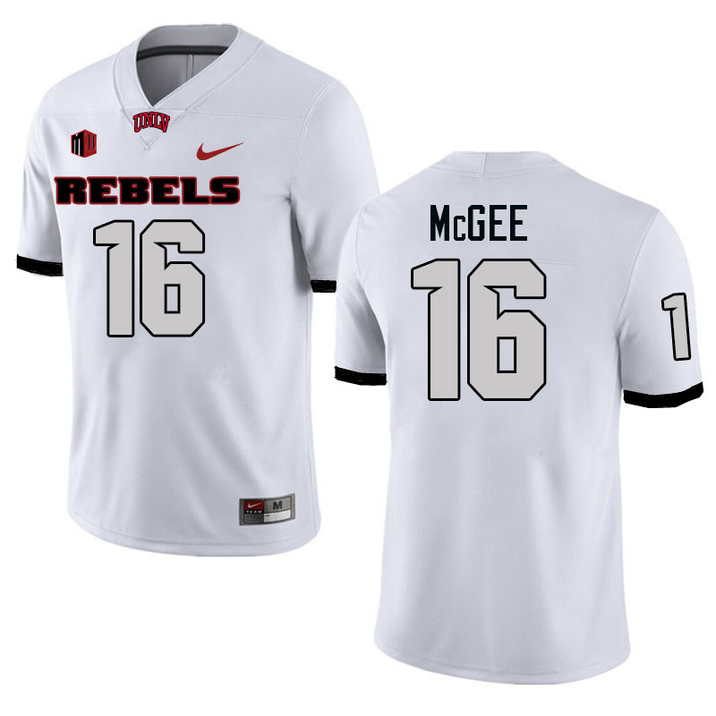 Men #16 Kayden McGee UNLV Rebels College Football Jerseys Stitched-White Men #16 Kayden McGee UNLV Rebels College Football Jerseys Stitched-White